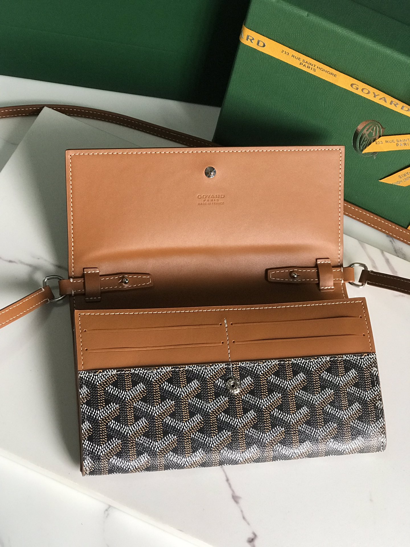 Goyard Black Goyardine Varene Continental Wallet with Strap Leather ref.939649