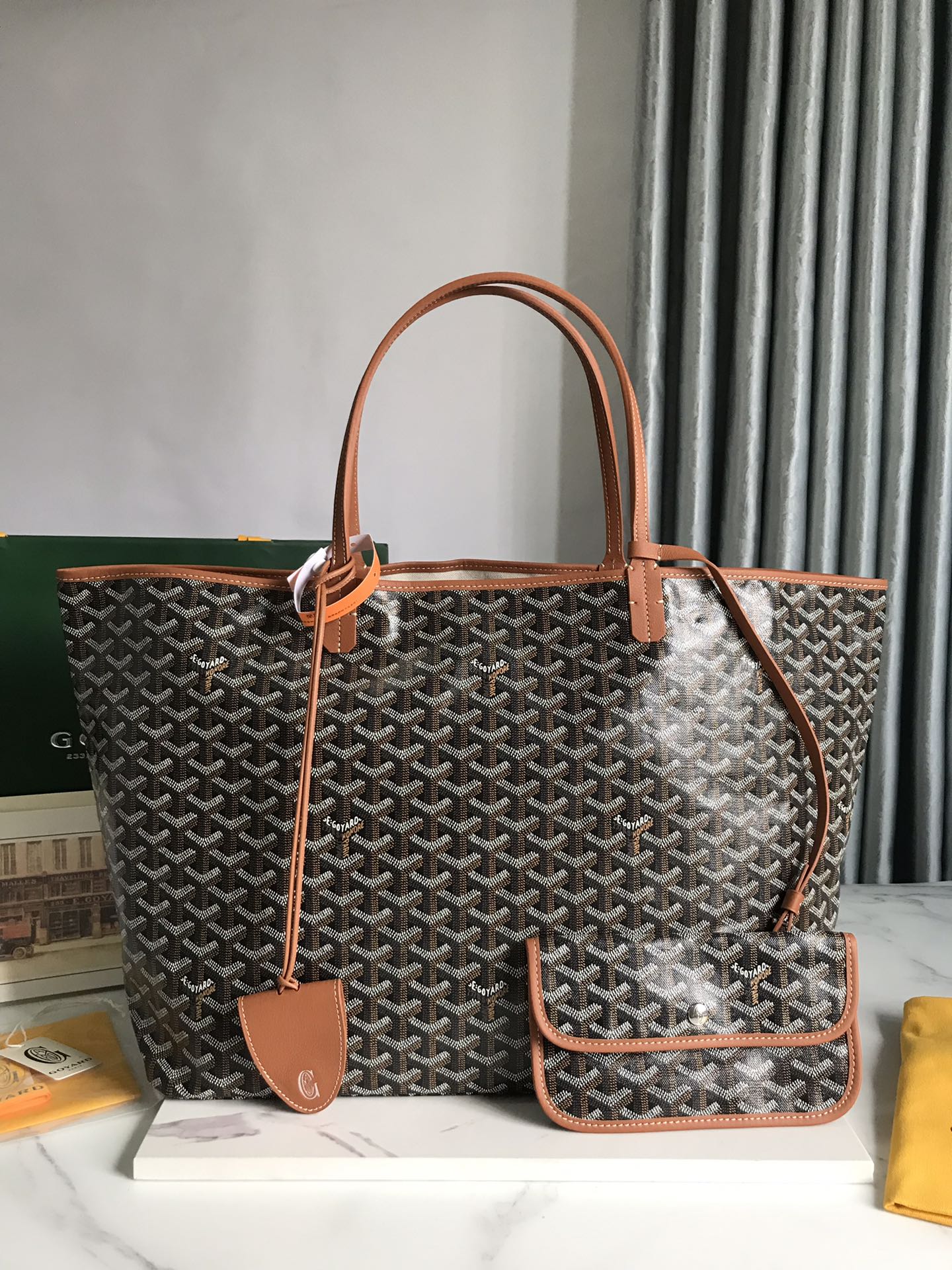 GOYARD Goyardine Saint Louis PM black brown 1370123