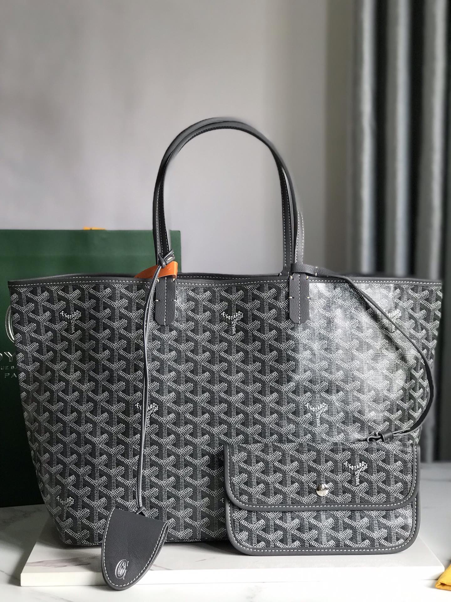 Goyard Grey Goyardine Coated Canvas and Leather Saint Louis