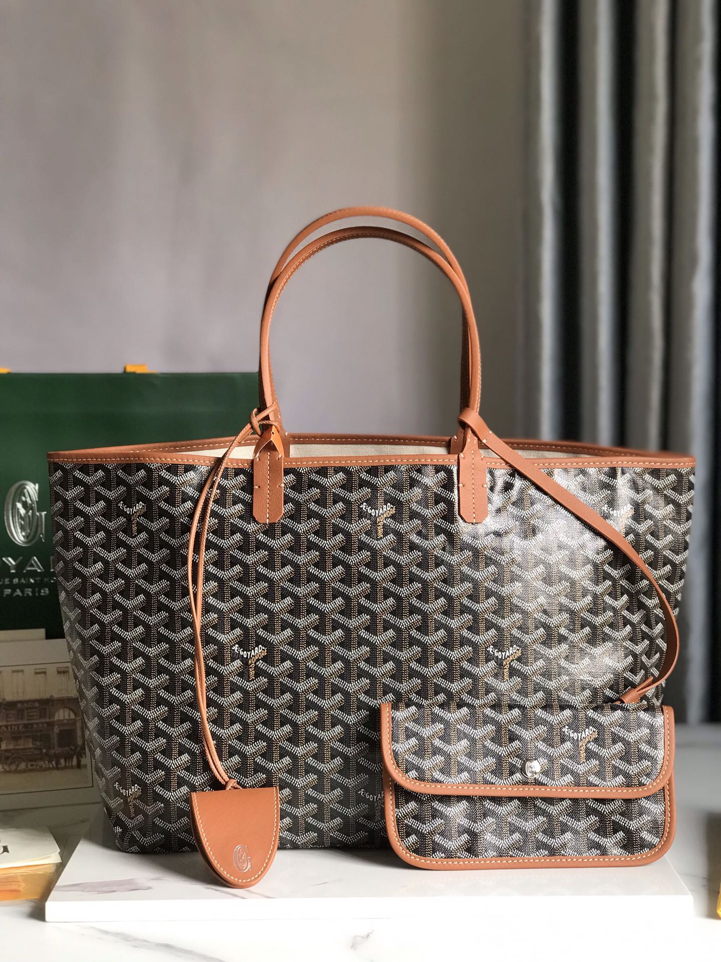 Goyard Saint Louis GM Tote Bag Pouch Brown Shopping Purse