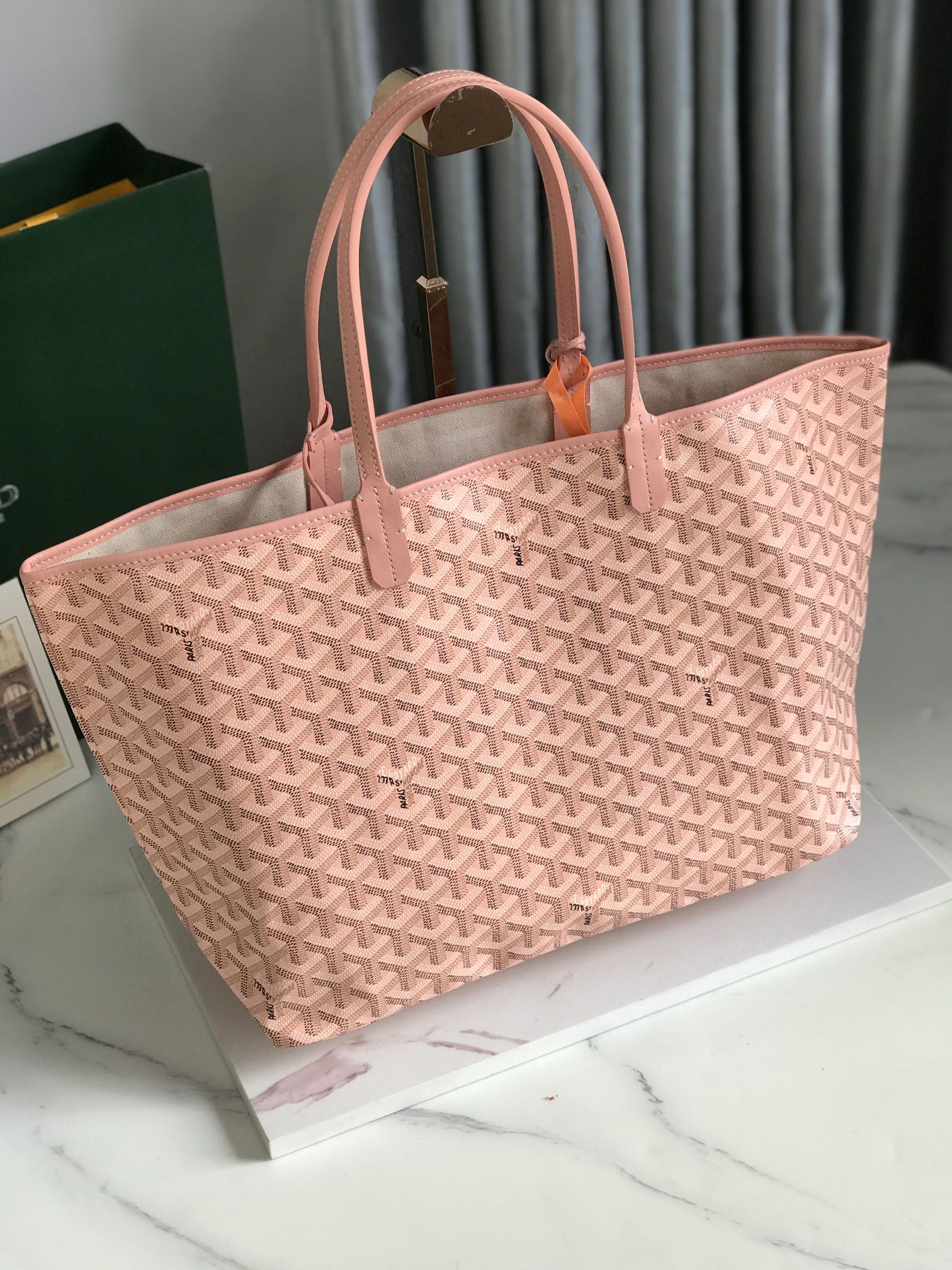 Goyard Pearly Coral Goyardine Canvas And Chevroches bang in pink