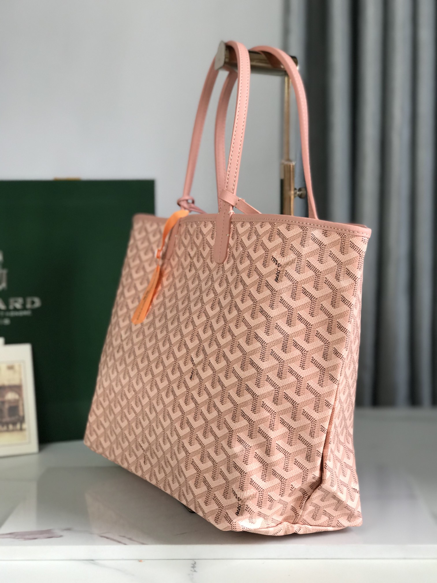 Goyard Pearly Coral Goyardine Canvas And Chevroches bang in pink