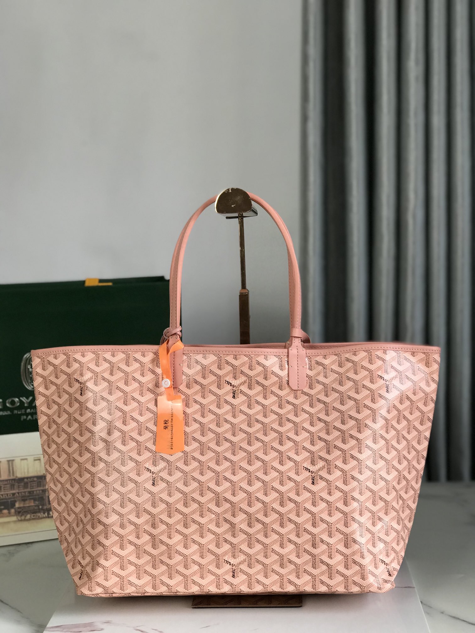 Goyard Pearly Coral Goyardine Canvas And Chevroches bang in pink