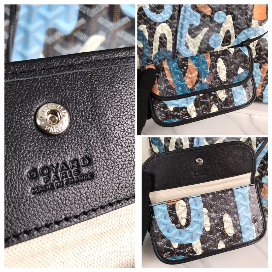 Goyard Saint Louis PM Tote Bag Lettres Camouflage Blue Pu