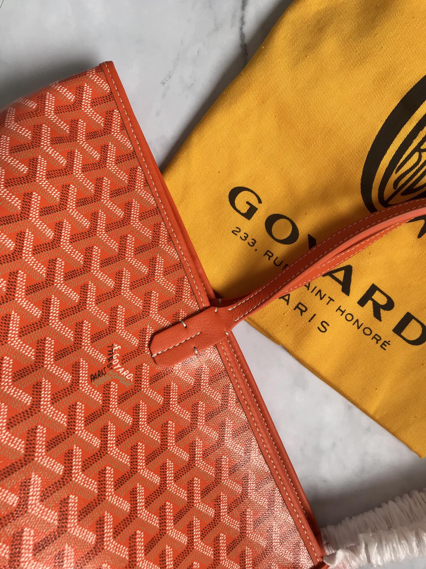 Goyard Saint Louis Orange Coated Canvas Leather GM Tote Goyard