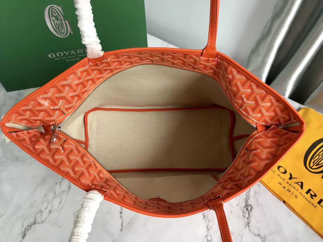 Goyard Saint Louis Orange Coated Canvas Leather GM Tote Goyard