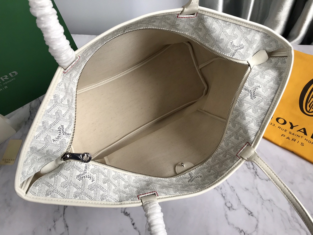 Goyard White Goyardine Coated Canvas and Leather Saint