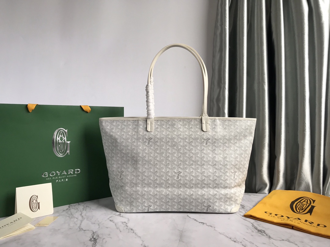 Goyard White Goyardine Coated Canvas and Leather Saint
