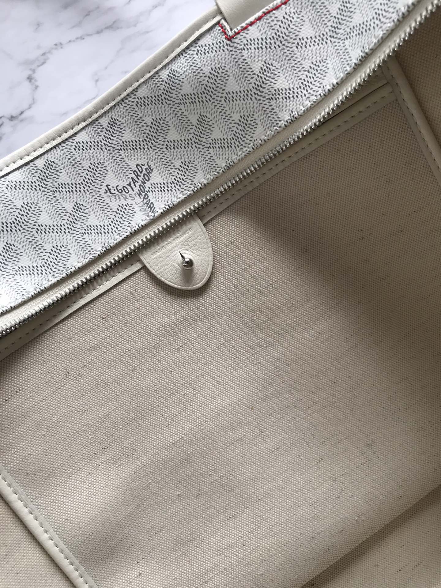 Goyard White Goyardine Coated Canvas and Leather Saint