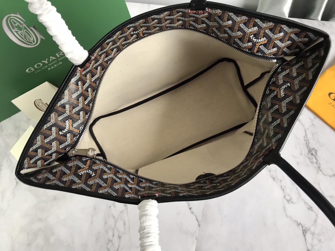 Goyard Saint Louis Pm Tote Bag Goyardine Canvas Black Amalouispm Goyard