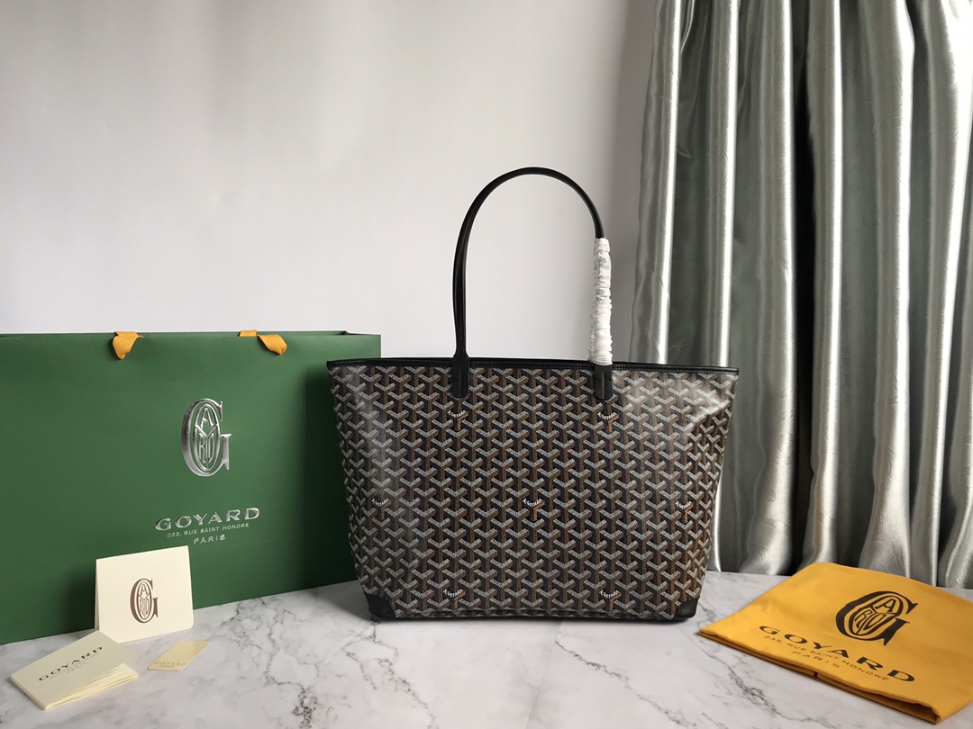 Goyard Saint Louis Pm Tote Bag Goyardine Canvas Black Amalouispm Goyard