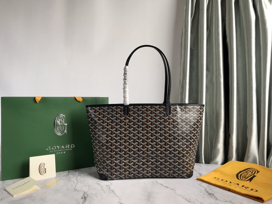 Goyard Saint Louis Pm Tote Bag Goyardine Canvas Black Amalouispm Goyard