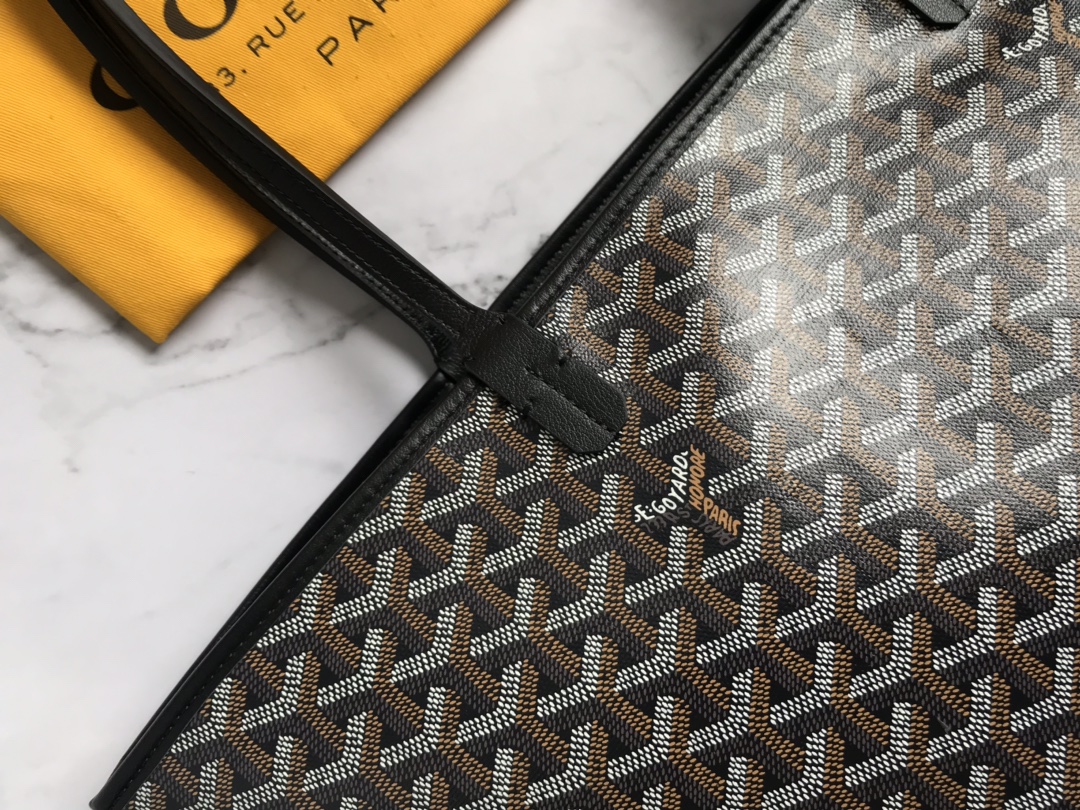 Goyard Saint Louis Pm Tote Bag Goyardine Canvas Black Amalouispm Goyard