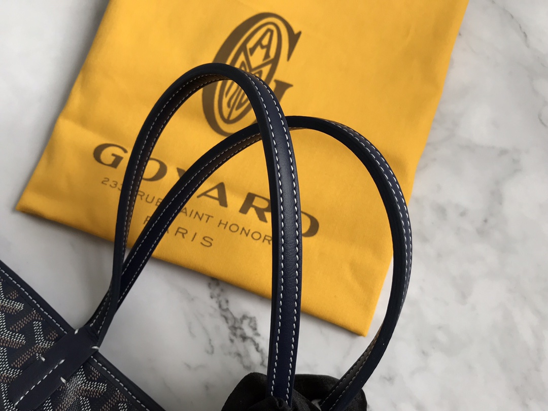 Goyard Anjou PM Navy Goyardine Canvas Palladium