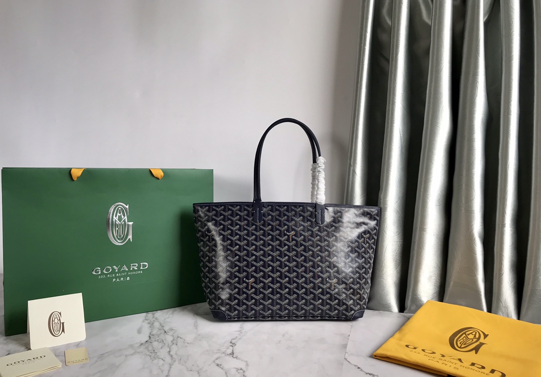Goyard Anjou PM Navy Goyardine Canvas Palladium
