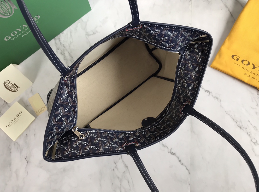 Goyard Anjou PM Navy Goyardine Canvas Palladium