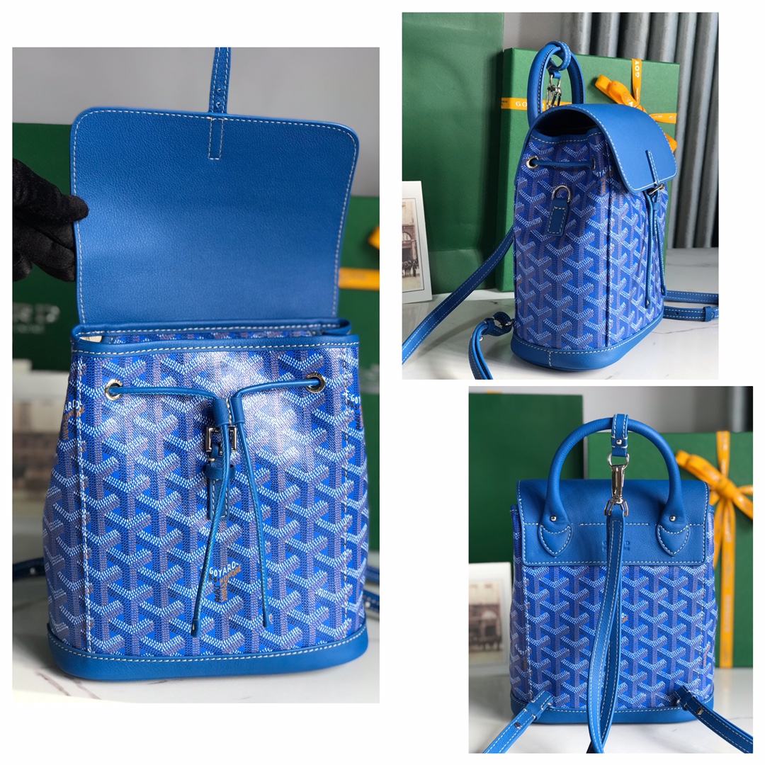 GOYARD Goyardine Calfskin Mini Alpin Backpack Sky Blue 1525974
