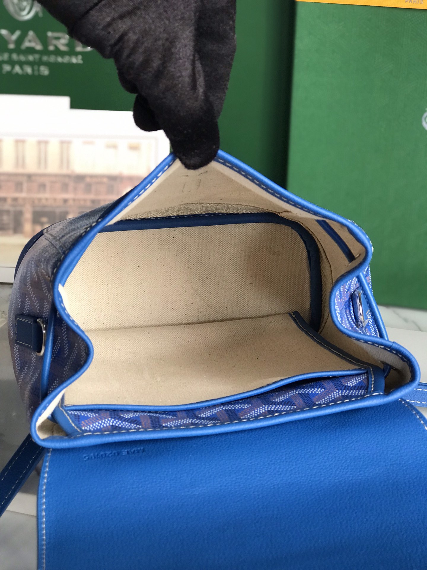 GOYARD Goyardine Calfskin Mini Alpin Backpack Sky Blue 1525974