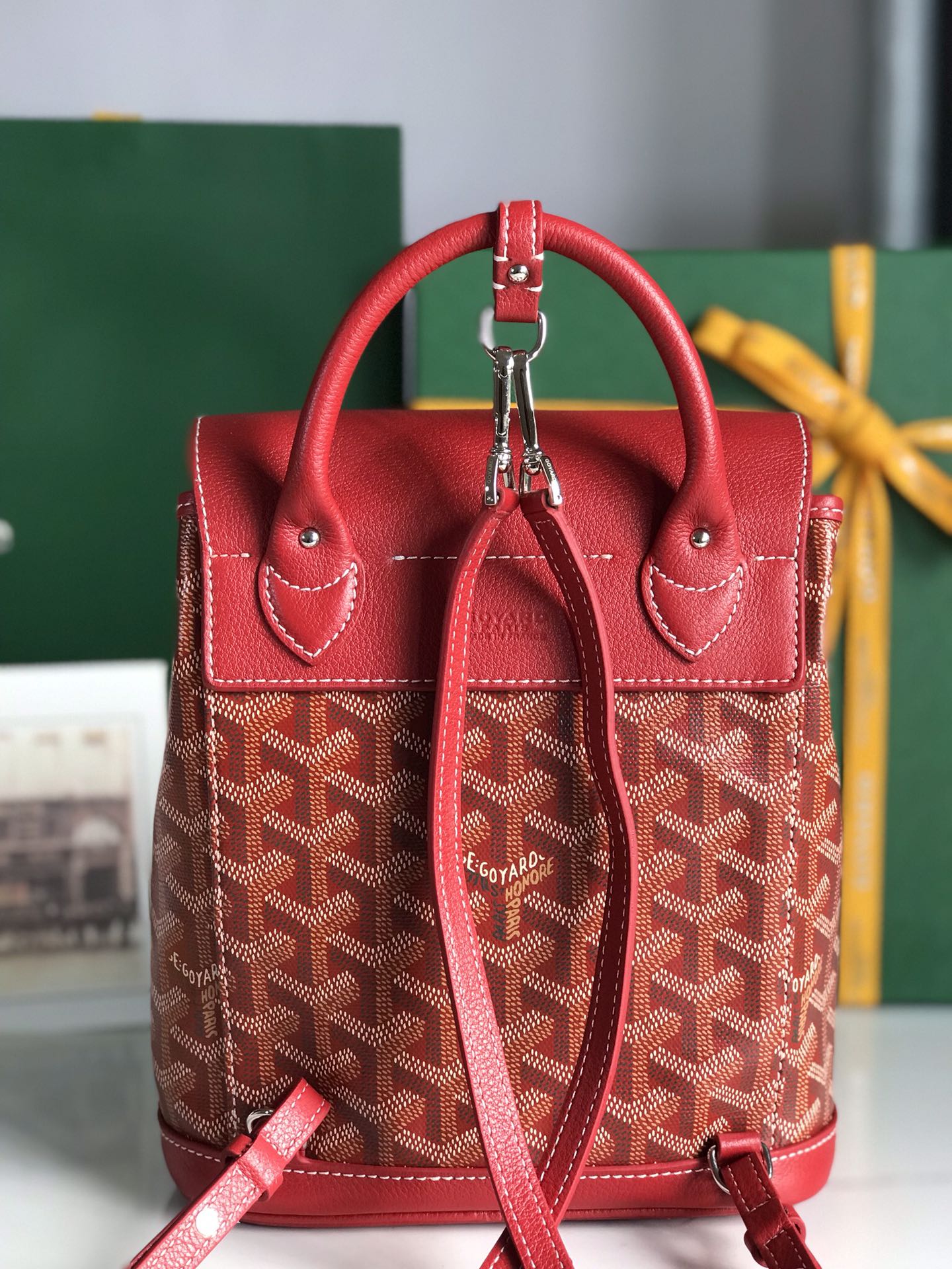 GOYARD Goyardine Calfskin Mini Alpin Backpack Red 82708