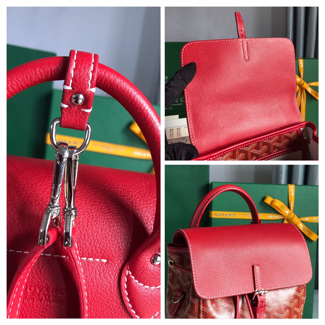 GOYARD Goyardine Calfskin Mini Alpin Backpack Red 82708