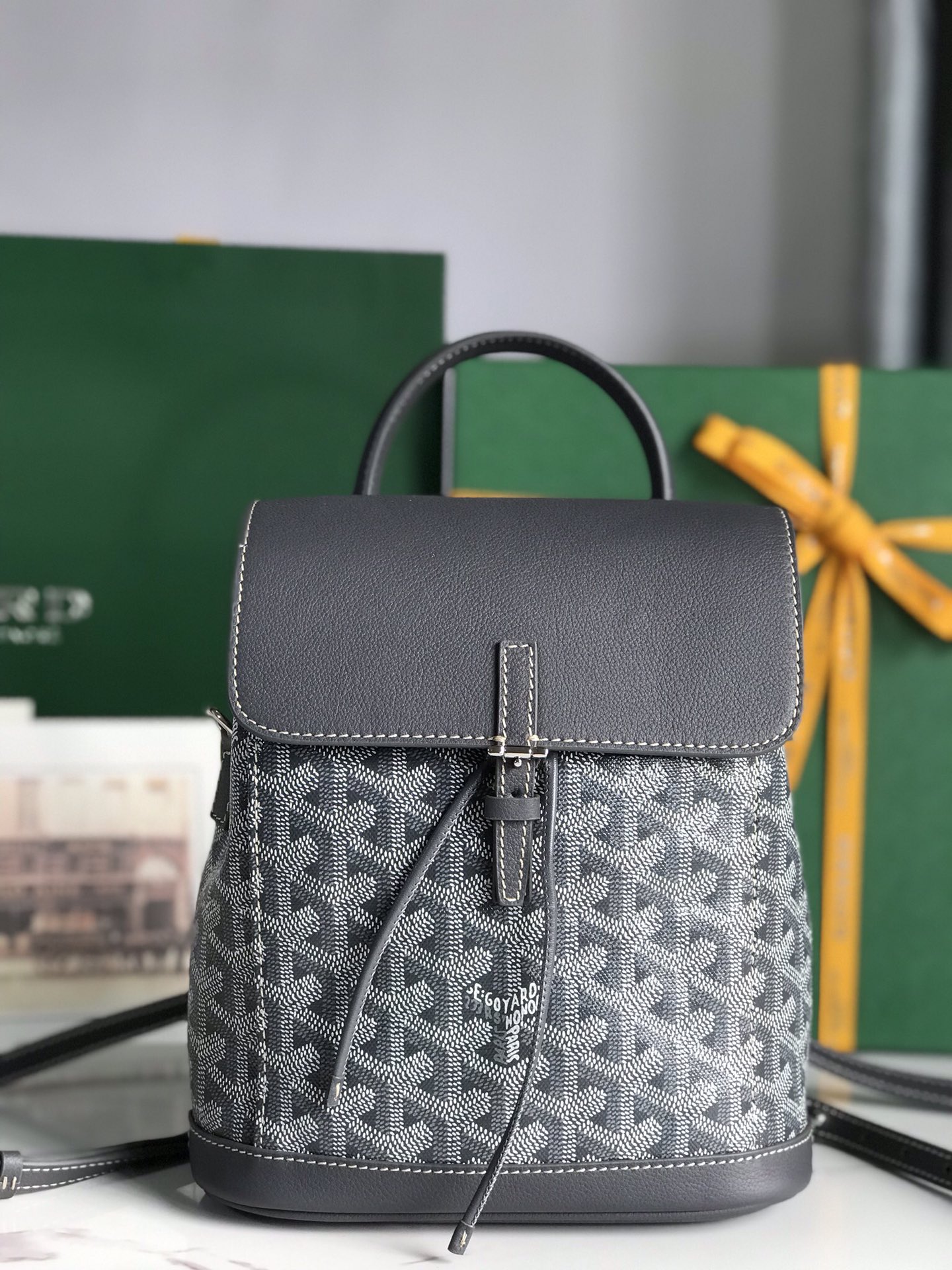 Goyard Goyardine Mini Alpin cinza Couro ref.1381263