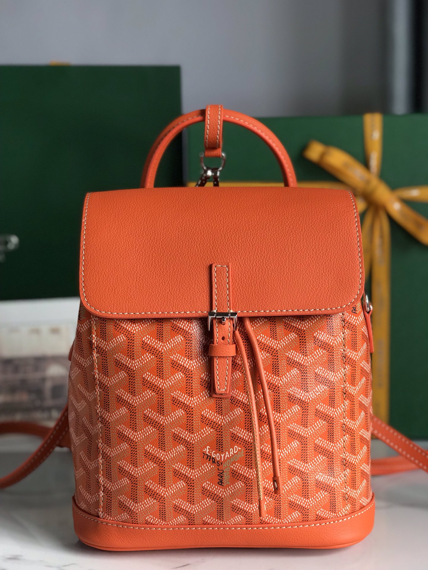 Goyard Alpin Backpack Coated Canvas Mini Orange 2669281