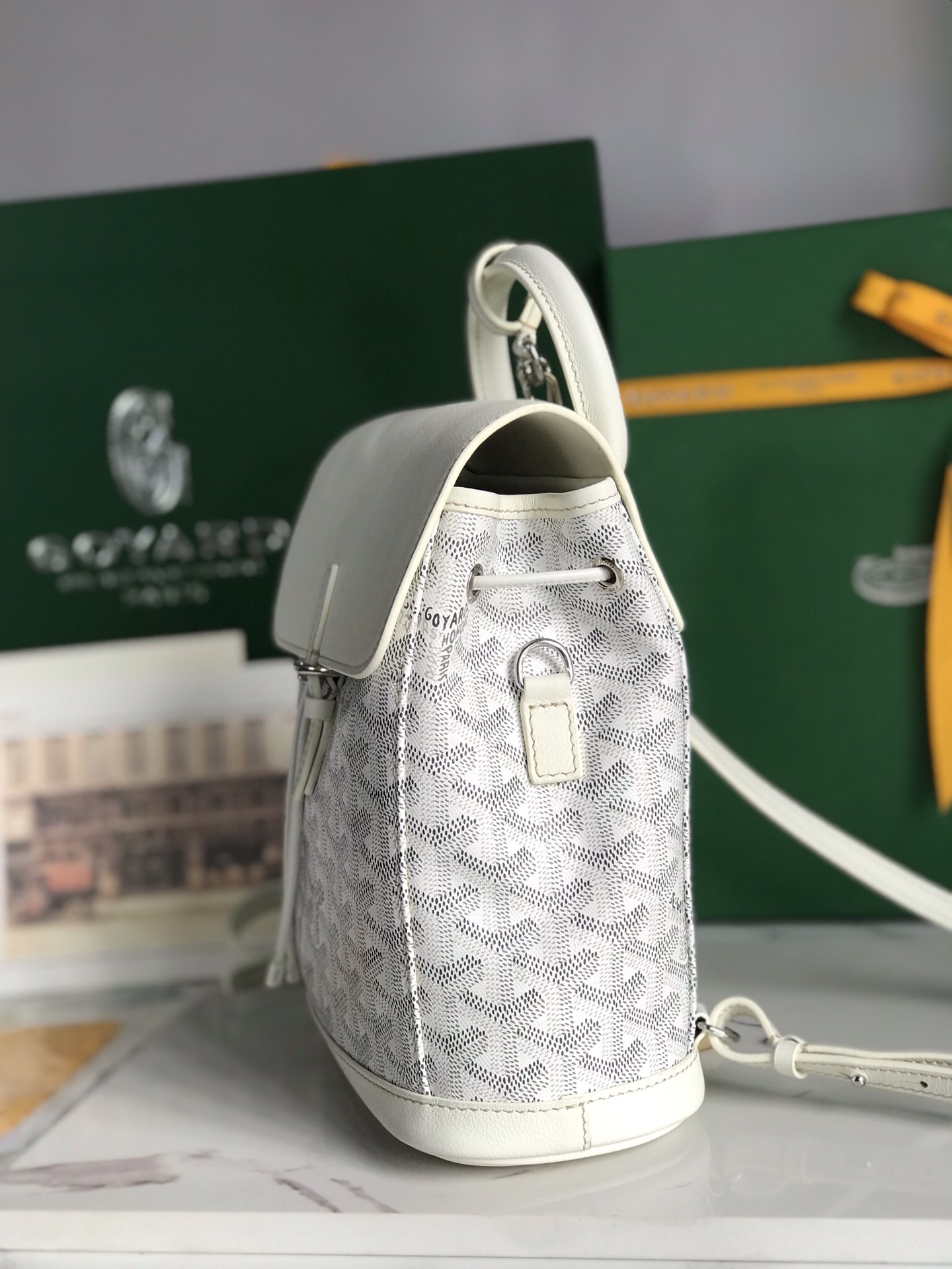 Goyard Alpin Backpack Coated Canvas Mini White 3128261