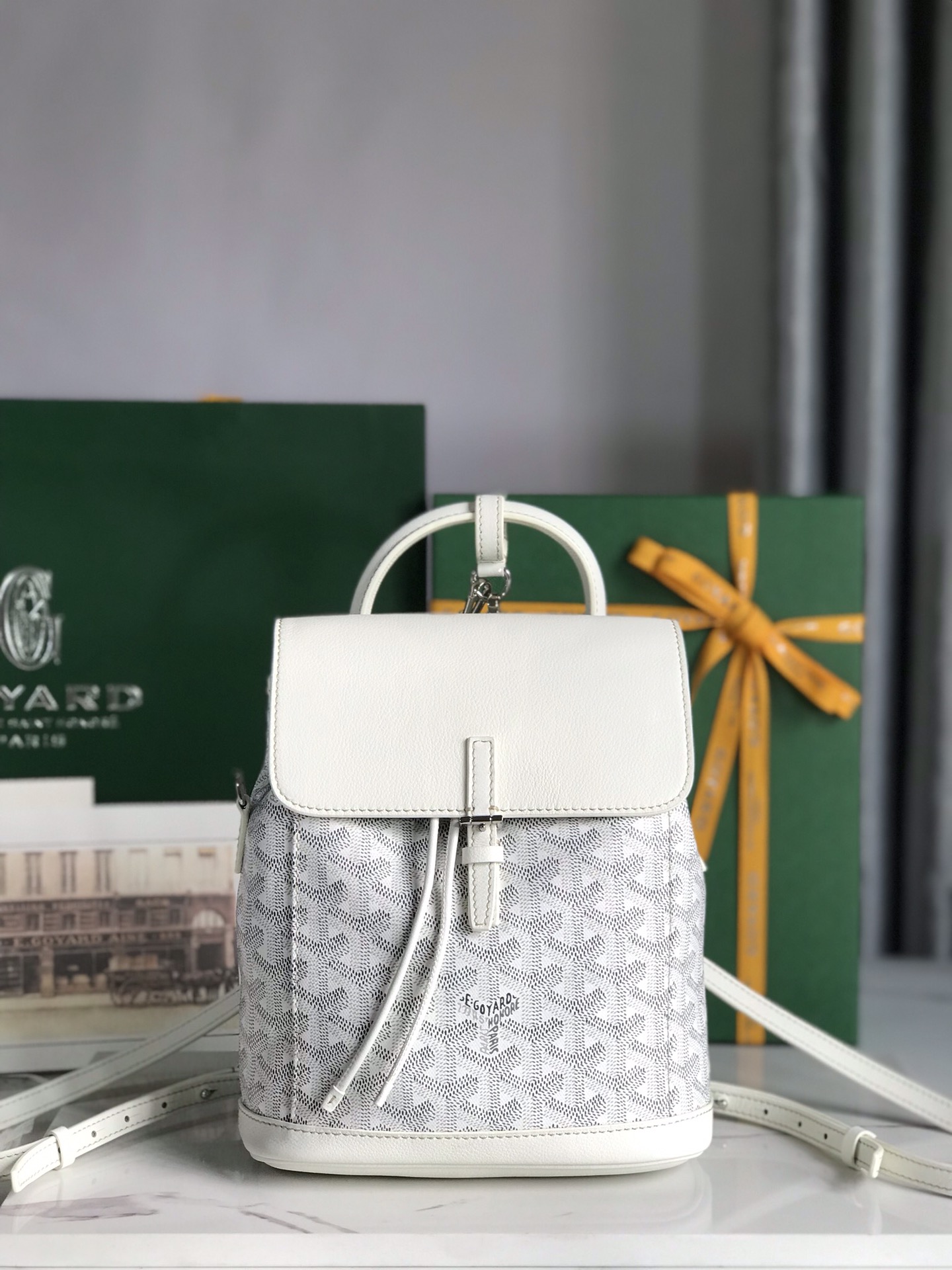 Goyard Alpin Backpack Coated Canvas Mini White 3128261