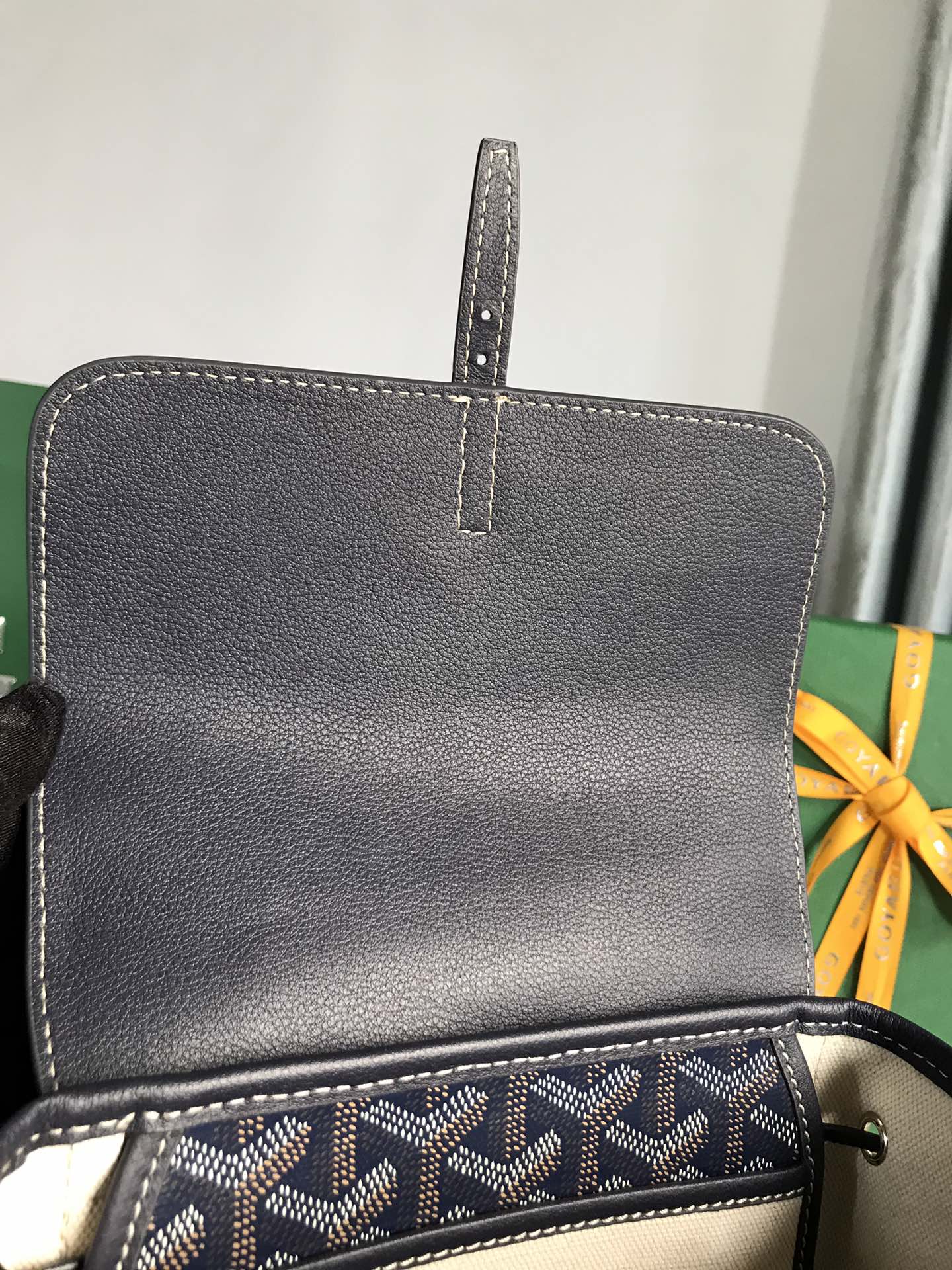 GOYARD Goyardine Calfskin Mini Alpin Backpack Navy