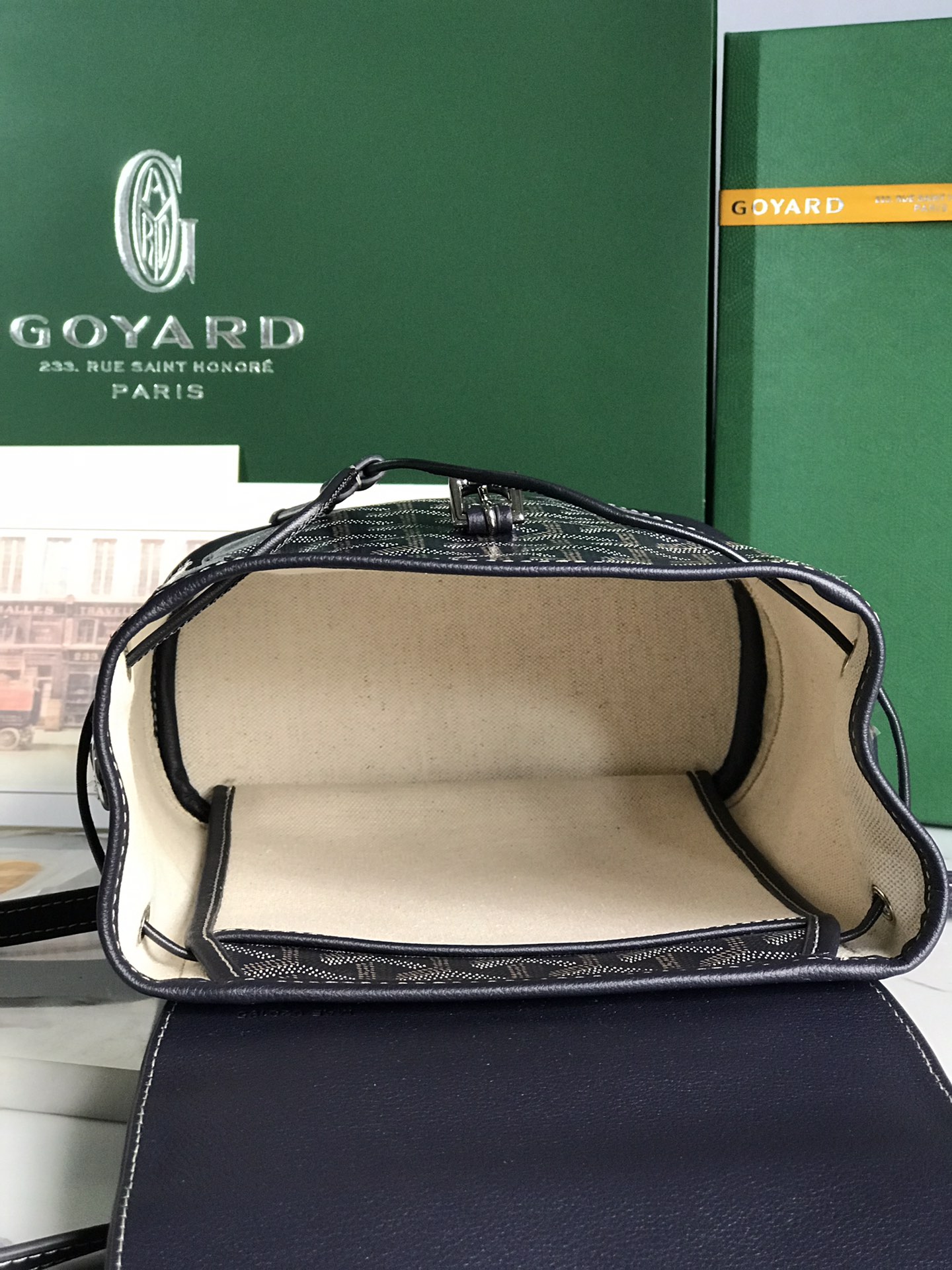 GOYARD Goyardine Calfskin Mini Alpin Backpack Navy