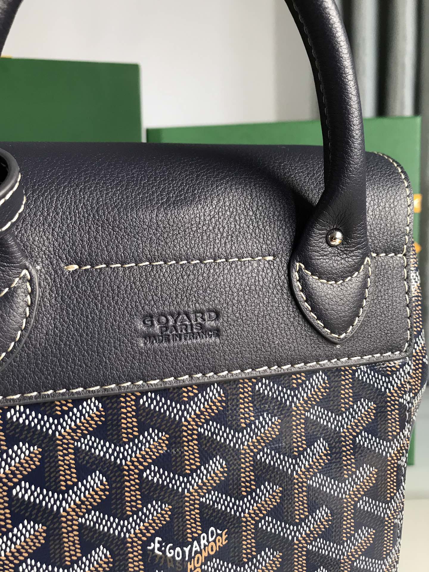 GOYARD Goyardine Calfskin Mini Alpin Backpack Navy