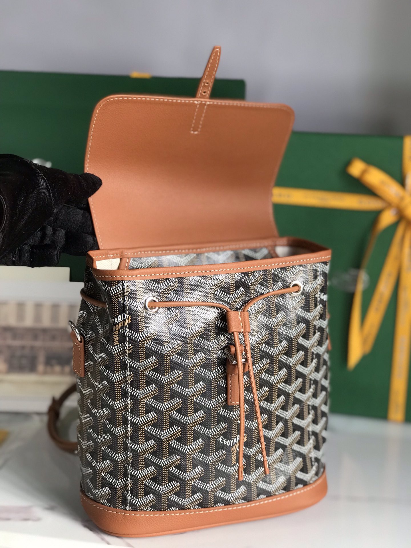 GOYARD Goyardine Calfskin Mini Alpin Backpack Black