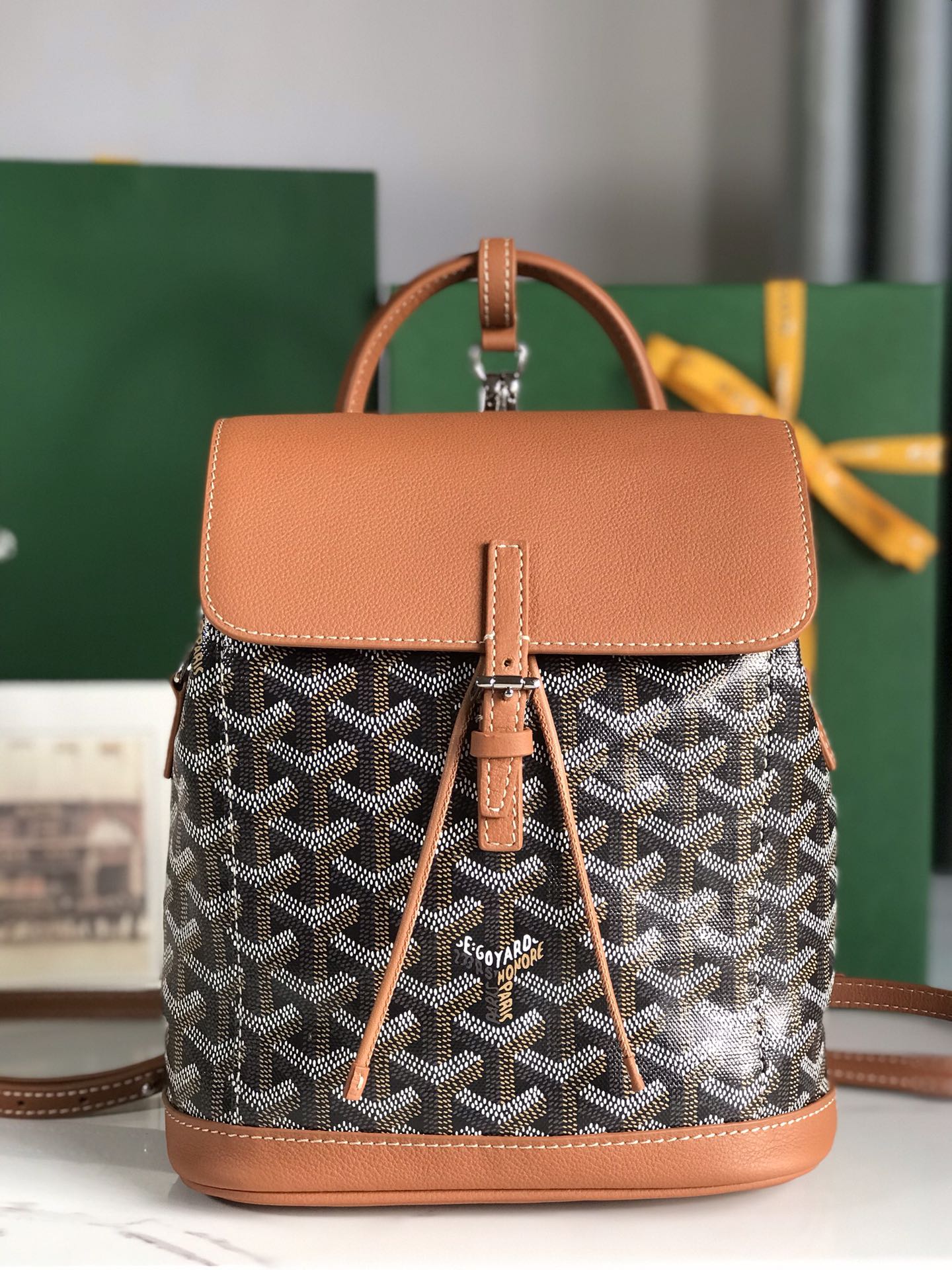 GOYARD Goyardine Calfskin Mini Alpin Backpack Black