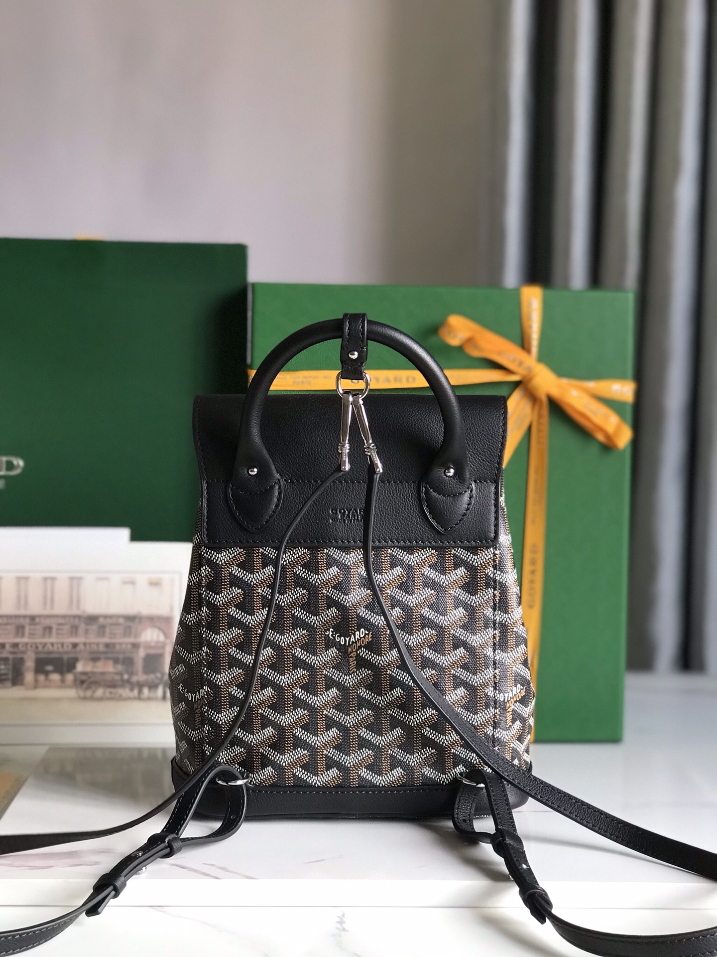 Goyard Alpin Mini Backpack Black/Brown Canvas Leather