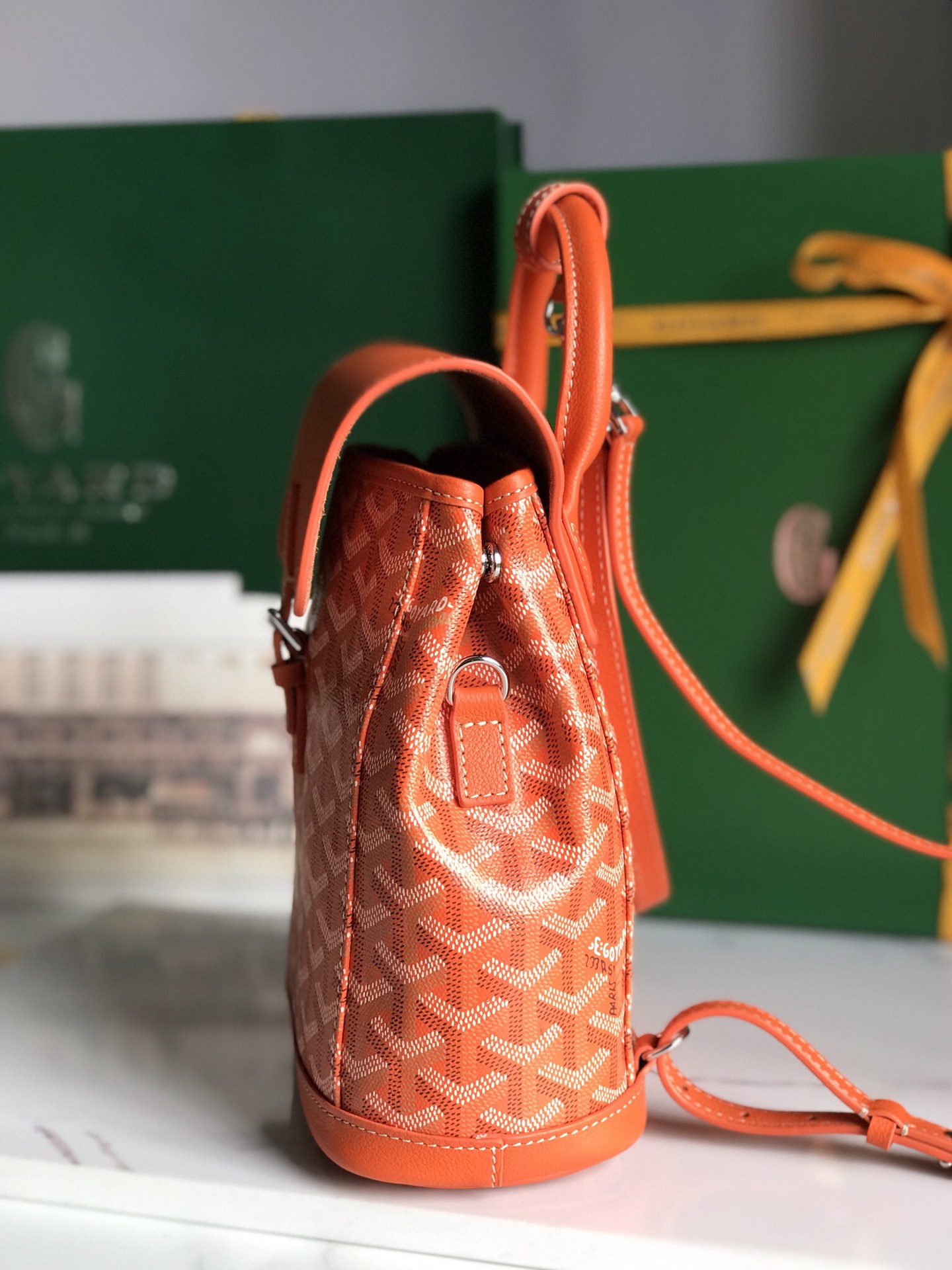 Goyard Alpin Backpack Coated Canvas Mini Orange 2669281g