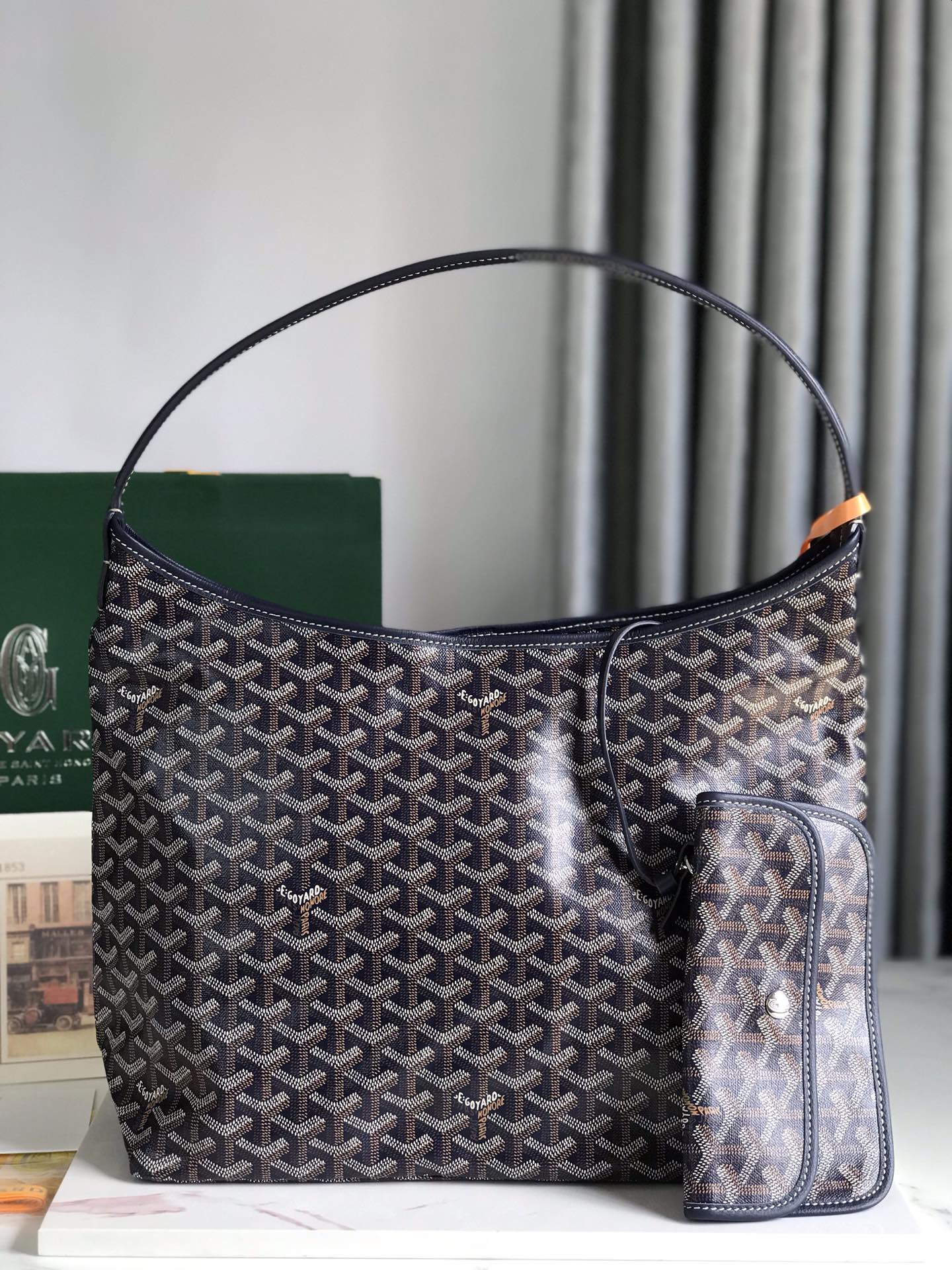 GOYARD Goyardine Boheme Hobo Navy Blue 1638418