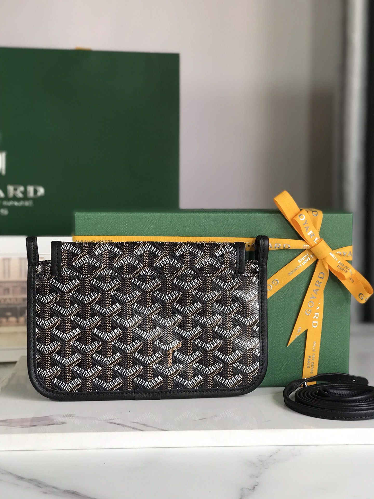 GOYARD Goyardine Plumet Wallet Clutch Black 165362