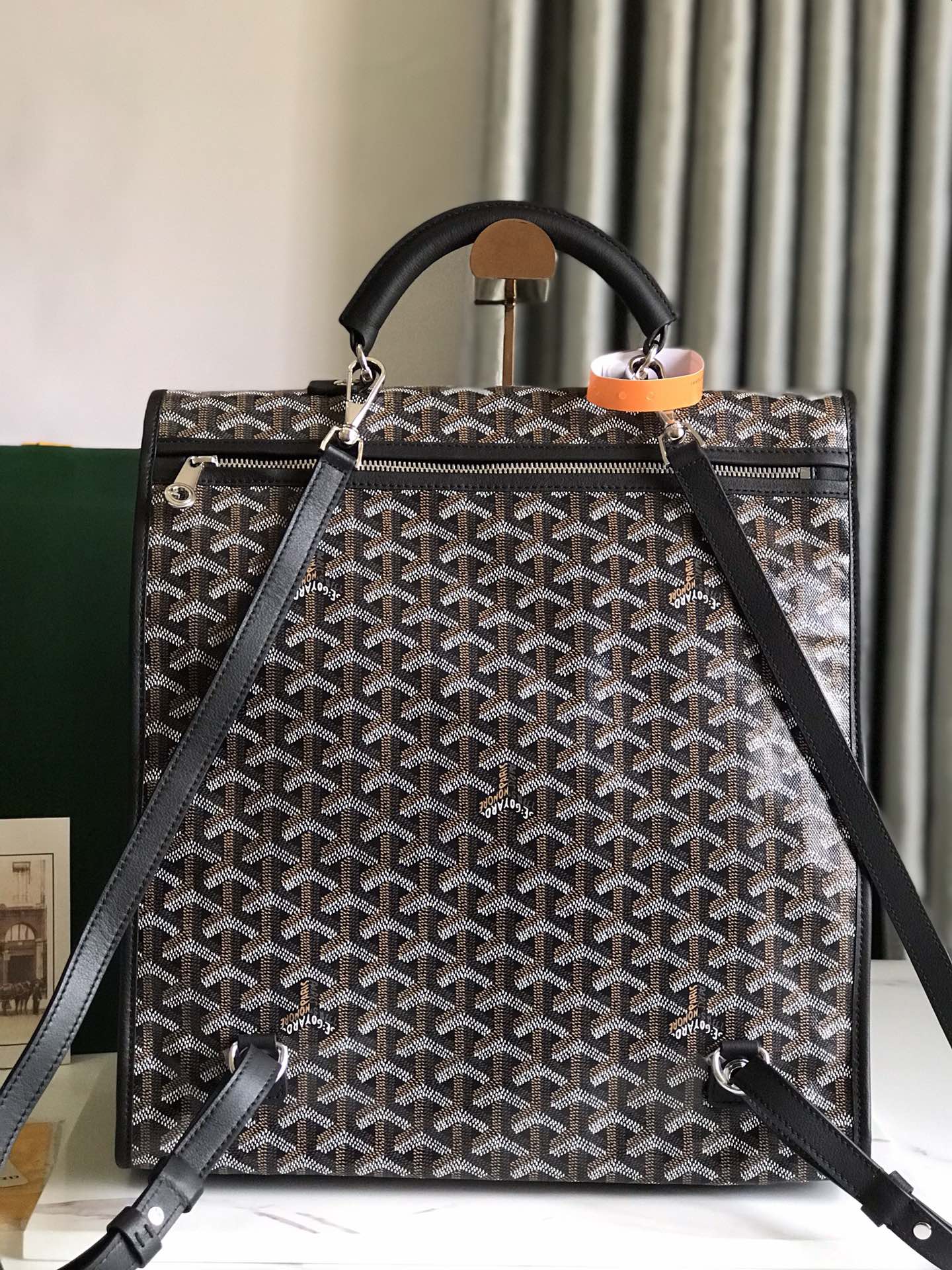 Goyard Saint Leger backpack with bulldog print canvas brown
