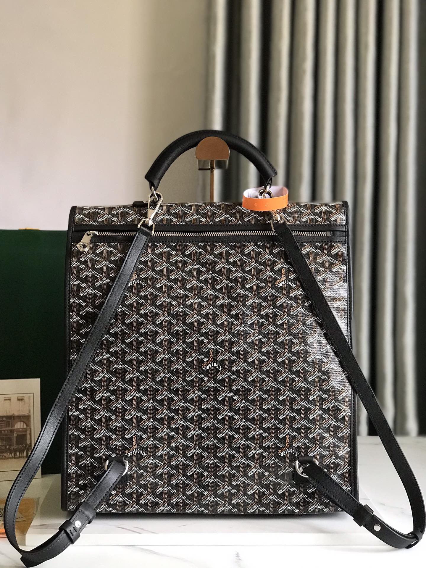 Goyard Saint Leger backpack with bulldog print canvas brown