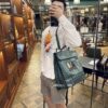 Goyard Saint Leger backpack with bulldog print canvas green