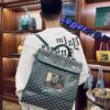 Goyard Saint Leger backpack with bulldog print canvas green