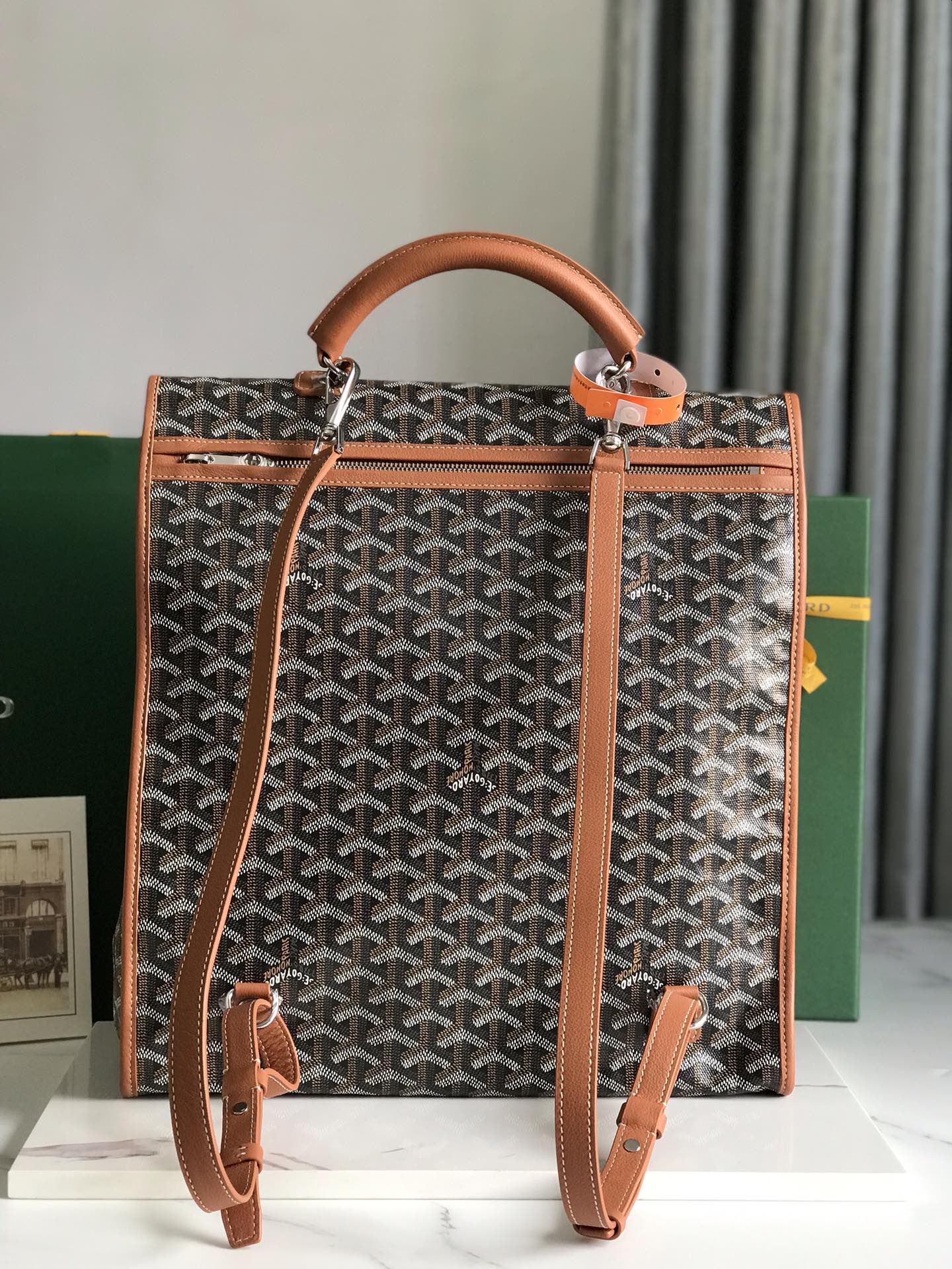Goyard Black Tan Canvas Goyardine Saint-Leger