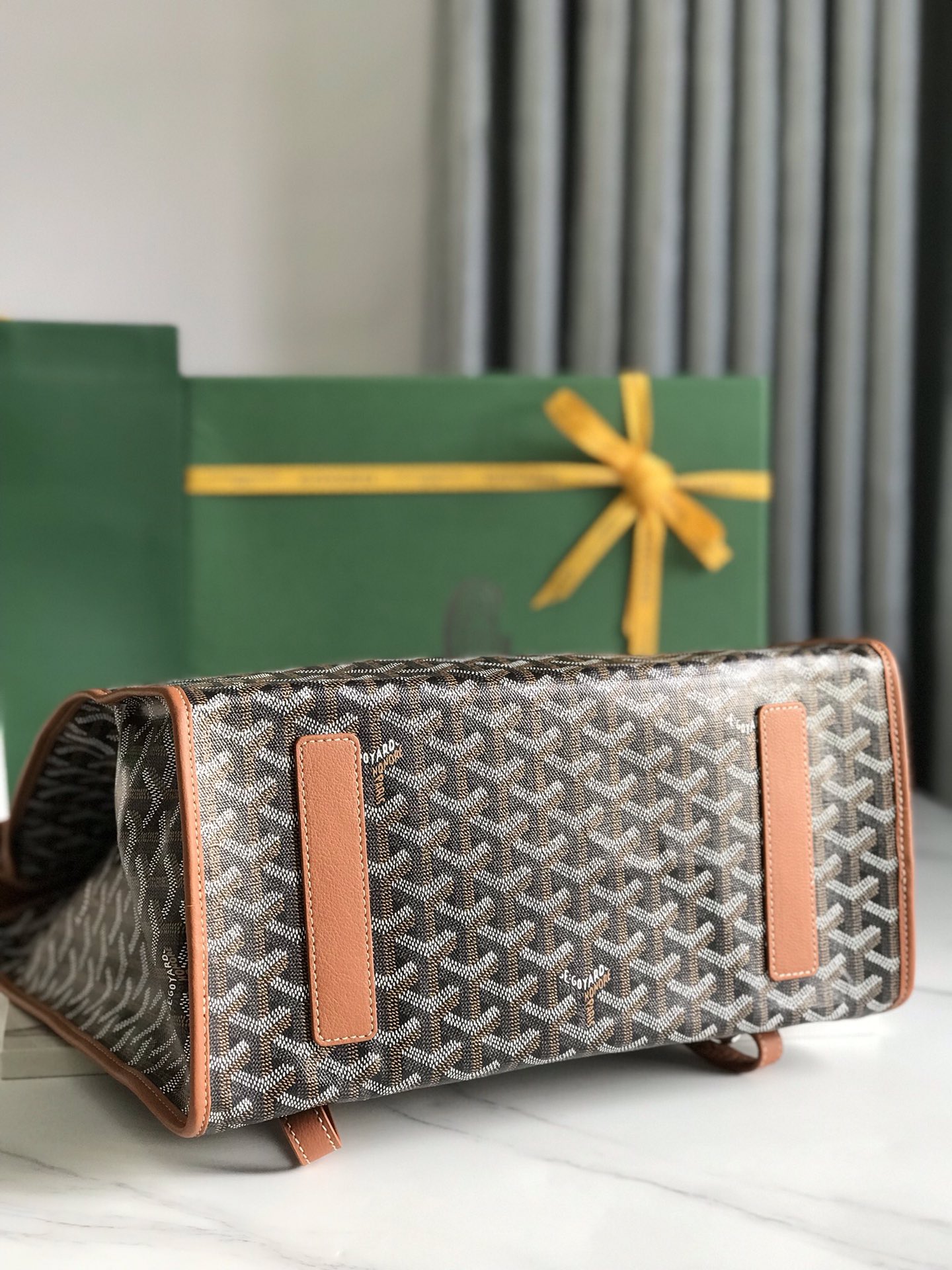 Goyard Black Tan Canvas Goyardine Saint-Leger