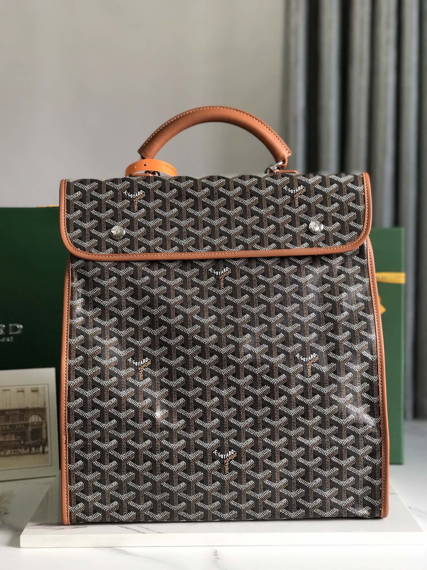 Goyard Black Tan Canvas Goyardine Saint-Leger