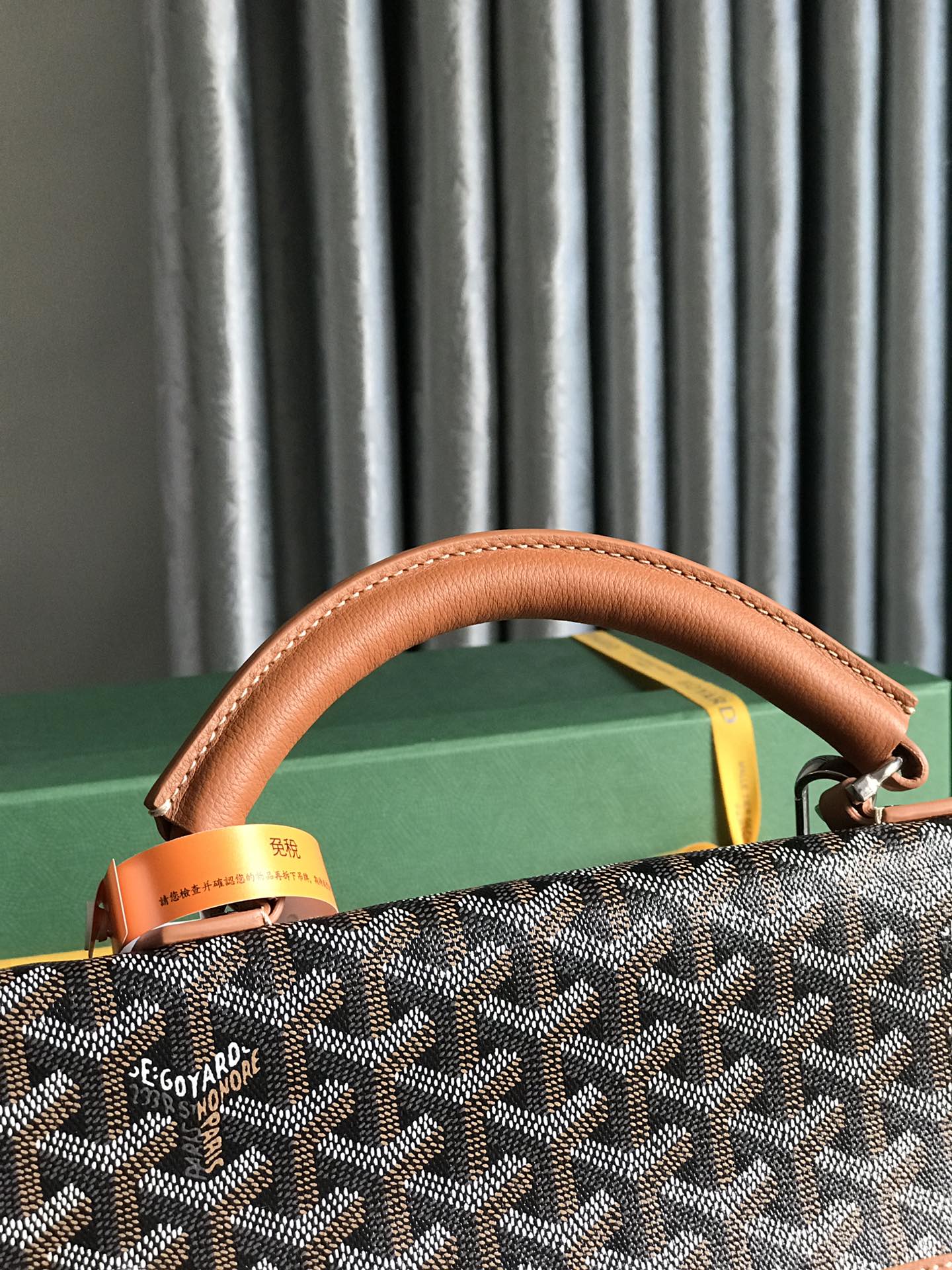 Goyard Saint Leger Backpack brown gray Tan logo dog book