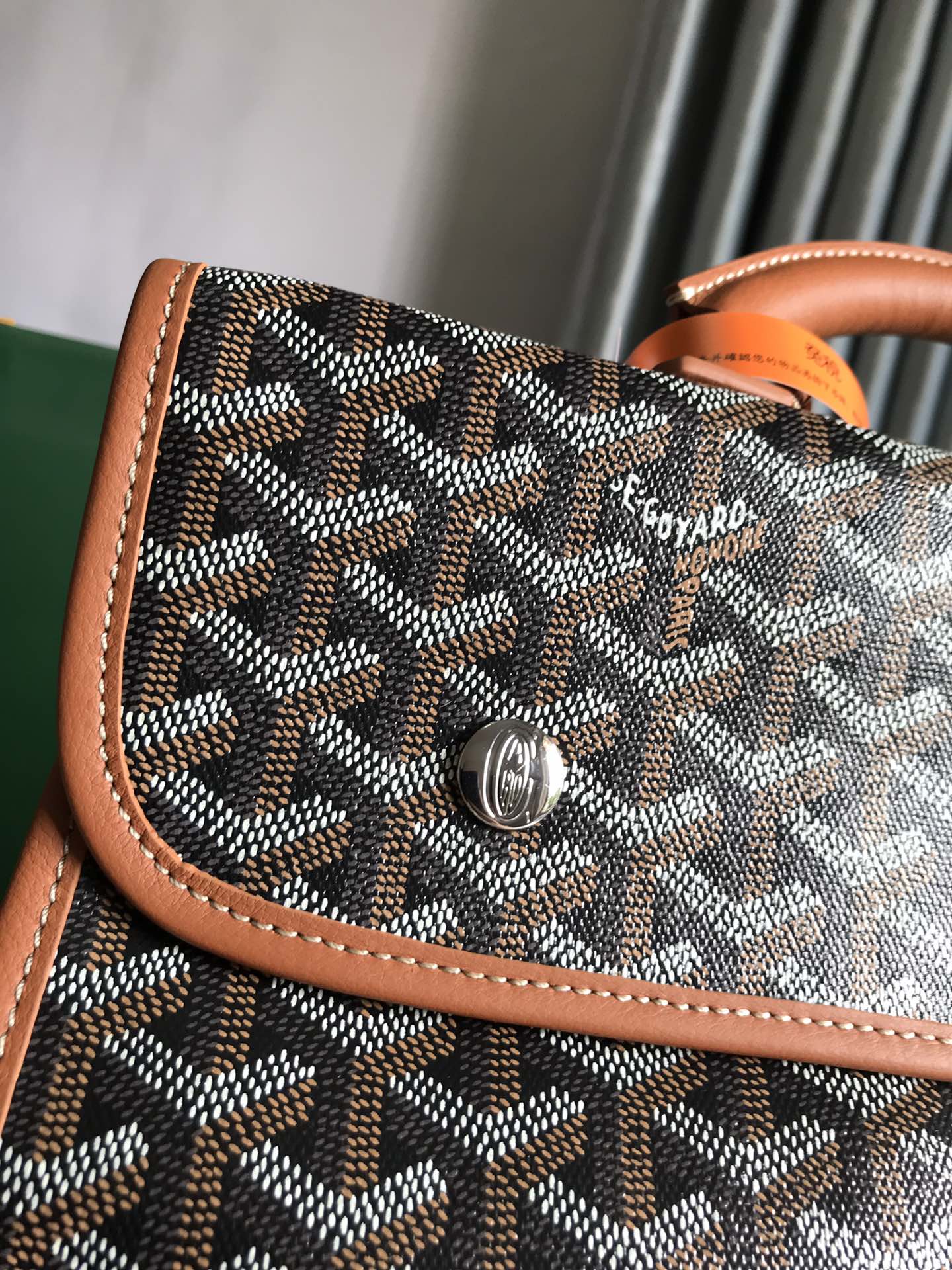 Goyard Saint Leger Backpack brown gray Tan logo dog book