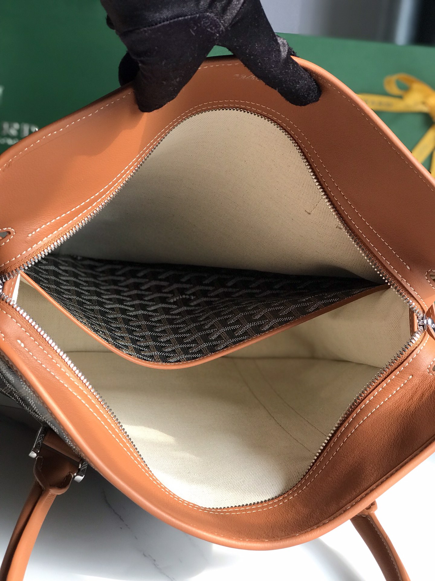 Goyard Bourgogne Bag Coated Canvas Black starp brown 20423770