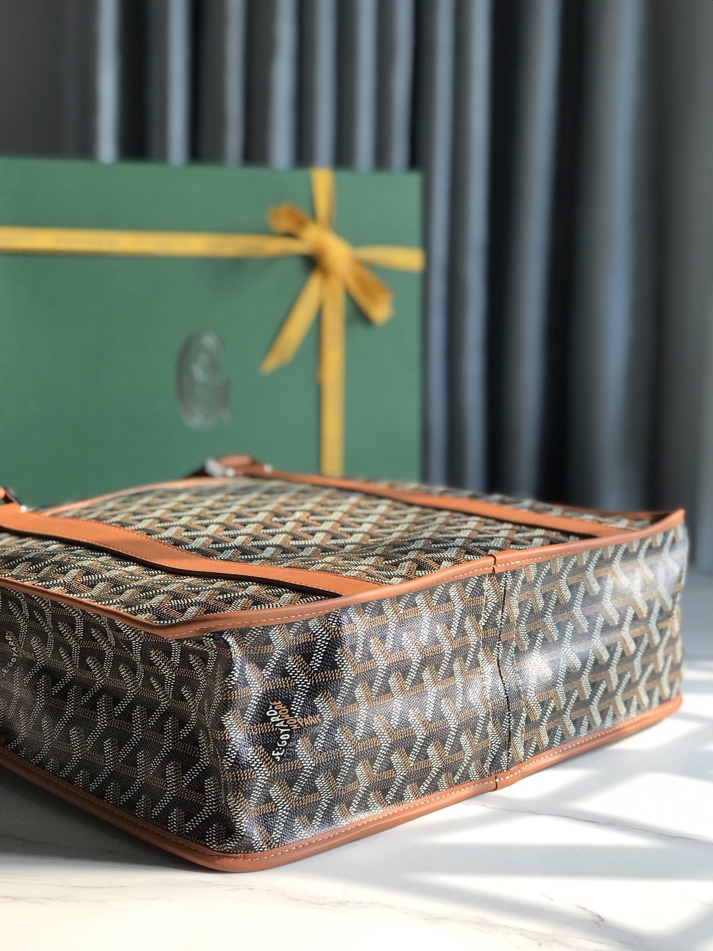 Goyard Bourgogne Bag Coated Canvas Black starp brown 20423770