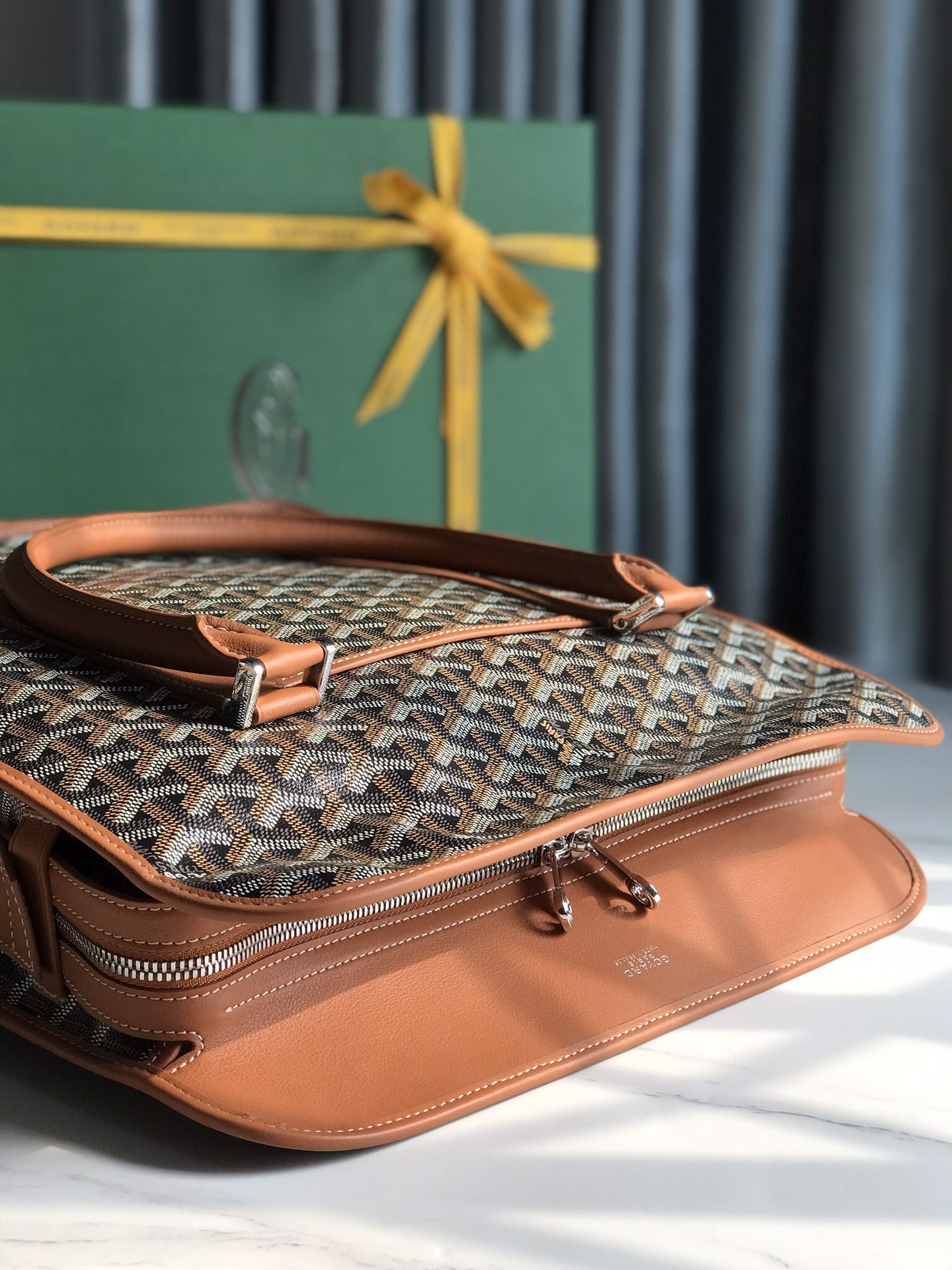 Goyard Bourgogne Bag Coated Canvas Black starp brown 20423770