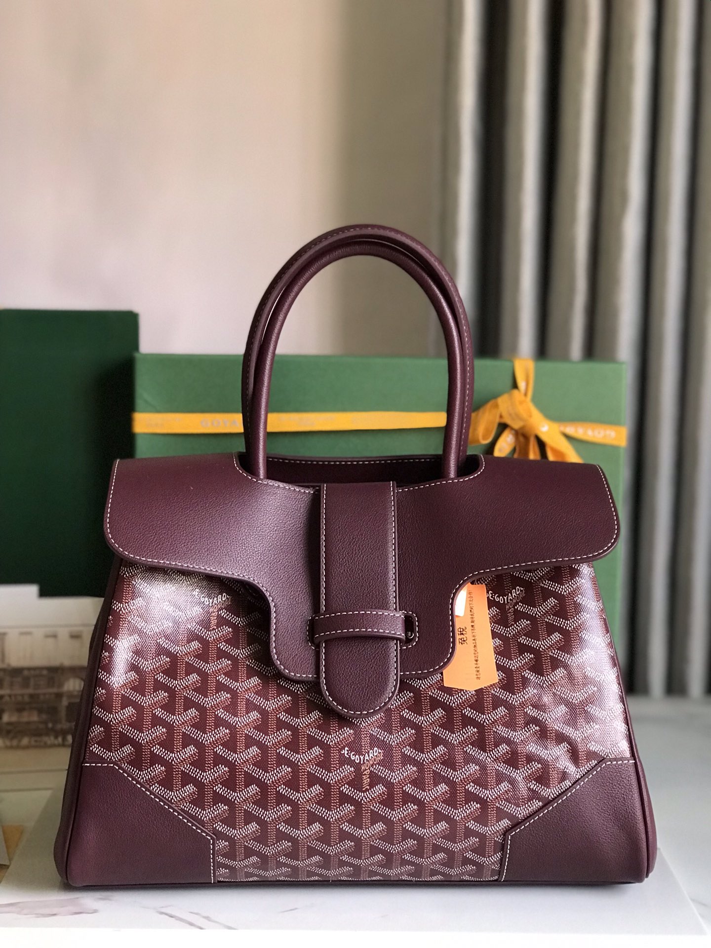 GOYARD Goyardine Saigon Tote Burgundy Goyardine Canvas …